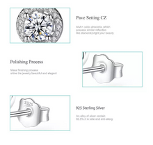 Cargar imagen en el visor de la galería, S925 Sterling Silver Round Halo CZ Diamond Stud Earrings Hypoallergenic
