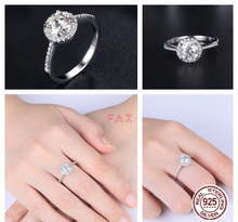 Cargar imagen en el visor de la galería, Solid S925 Sterling Silver Round Swarovski CZ promise engagement Wedding Ring Bridal Collection
