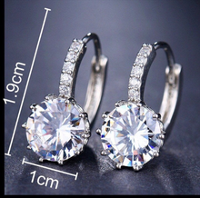 Load image into Gallery viewer, 925 Sterling Silver Plated Round CZ Diamond Hoop Earrings Bridal Collection
