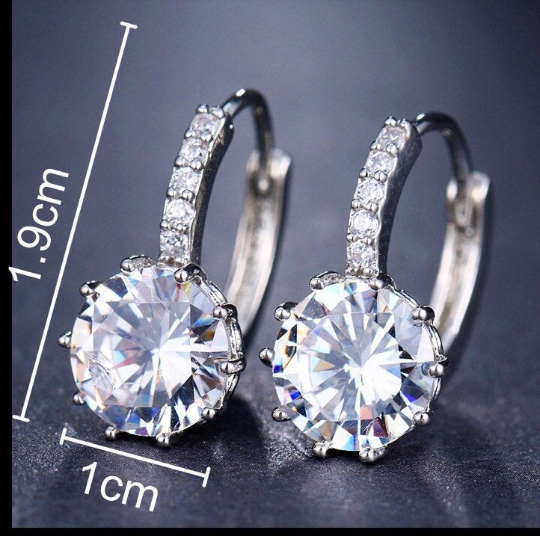 925 Sterling Silver Plated Round CZ Diamond Hoop Earrings Bridal Collection