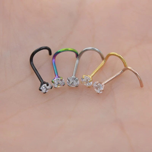 Solid 316L Surgical Steel 18K Gold Plated Mini Stud Earrings Nose Pin Bone twist Back CZ 1.5mm 2.0mm 2pc (PAIR) 20g