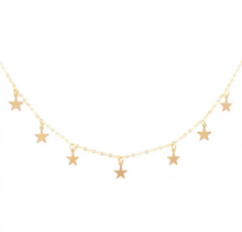 Load image into Gallery viewer, Solid 316L Stainless Steel Star Pendant 9 Star Choker 24K Gold Plated Necklace Adjustable Length Necklace
