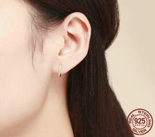Charger l&#39;image dans la galerie, 18K Gold Vermeil Minimalist Thin CZ Silver Gold kids adults Hoop Earrings unisex(13mm)
