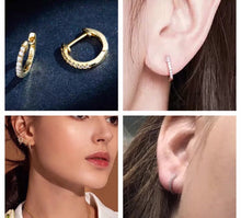 Load image into Gallery viewer, 18K Gold Vermeil Minimalist Thin CZ Silver Gold kids adults Hoop Earrings unisex(13mm)
