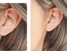 Cargar imagen en el visor de la galería, 2Pcs Solid Surgical Steel Ball Back Ear Nose Pin Tragus Cartilage Helix Dainty Cubic Zircon 16G, 18G, 20G Minimalist Stud Earrings (2mm)
