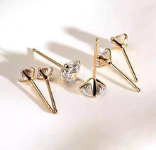 Cargar imagen en el visor de la galería, 18K Gold Vermeil FAZ Diamond Stud Earrings
