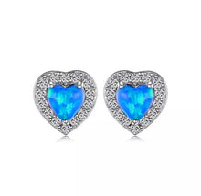 Cargar imagen en el visor de la galería, Custom 18K GP FAZ Diamond Fire Opal Heart Stud Earrings

