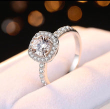 Cargar imagen en el visor de la galería, Solid S925 Sterling Silver Round Cushion Shaped Square Ring Swarovski CZ Engagement Wedding Band Promise Ring Bridal Collection
