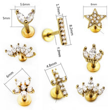 Load image into Gallery viewer, 1Pc Solid 316L Surgical Steel Labret Flower Leaf Cartilage Stud Earrings
