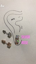 Cargar imagen en el visor de la galería, 18K Rose Gold Plated Round Opal Stud Earrings
