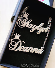18K Custom Name+Crown Necklace