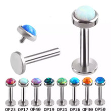 Load image into Gallery viewer, 316L Opal Stud Earrings Lip Nose Labret 16G
