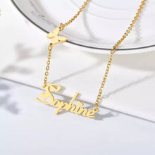 Load image into Gallery viewer, 18K Custom Butterfly Charm Name Necklace
