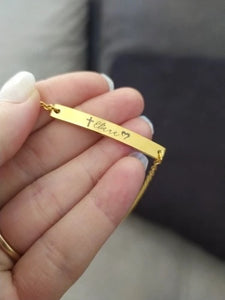 Custom Engraved Thin Bar Child Adult Bracelet