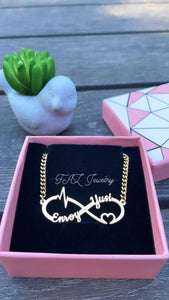 FAZ Custom Heartbeat Infinity Name Necklace Lifetime Warranty