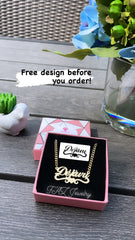 18K Gold Custom Wave Heart Name Necklace