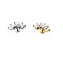 Load image into Gallery viewer, 1Pc Solid 316L Surgical Steel Labret Flower Leaf Cartilage Stud Earrings
