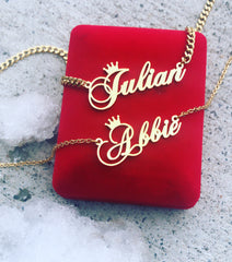 18K Custom Name+Crown Necklace