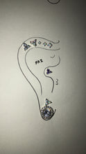 Cargar imagen en el visor de la galería, 316L Surgical Steel Triangle 3 Stone Opal Labret Earrings

