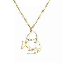 Load image into Gallery viewer, 18K Custom Butterfly Couple Heart Necklace
