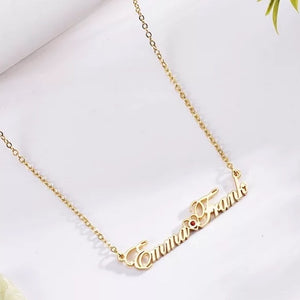 Couple Name Birthstone Necklace 18K