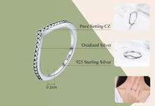 Cargar imagen en el visor de la galería, 925 Sterling Silver CZ Thin V-Band Layer Ring
