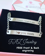Custom Engraved Thin Bar Child Adult Bracelet