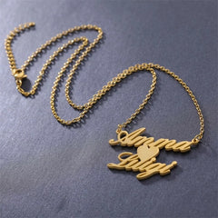 FAZ custom Couple 2 Name Heart Necklace