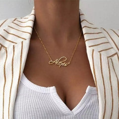 18K Script Style Necklace