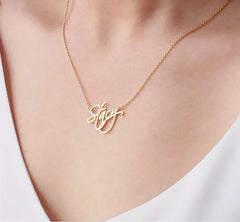 18K Script Style Necklace