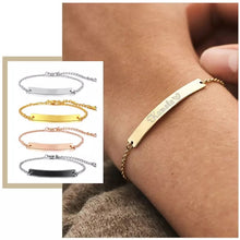 Load image into Gallery viewer, Custom Engraved Thin Bar Child Adult Bracelet
