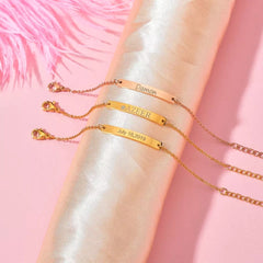 Custom Engraved Thin Bar Child Adult Bracelet