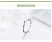 Load image into Gallery viewer, 925 Sterling Silver CZ Thin V-Band Layer Ring
