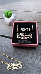 18K Gold Birthstone Heart Wave Name Necklace