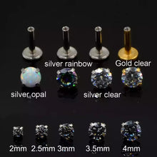 Load image into Gallery viewer, 316L Surgical Steel Opal Labret Ear Nose Lip Stud Earrings
