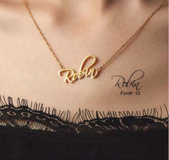 18K Script Style Necklace