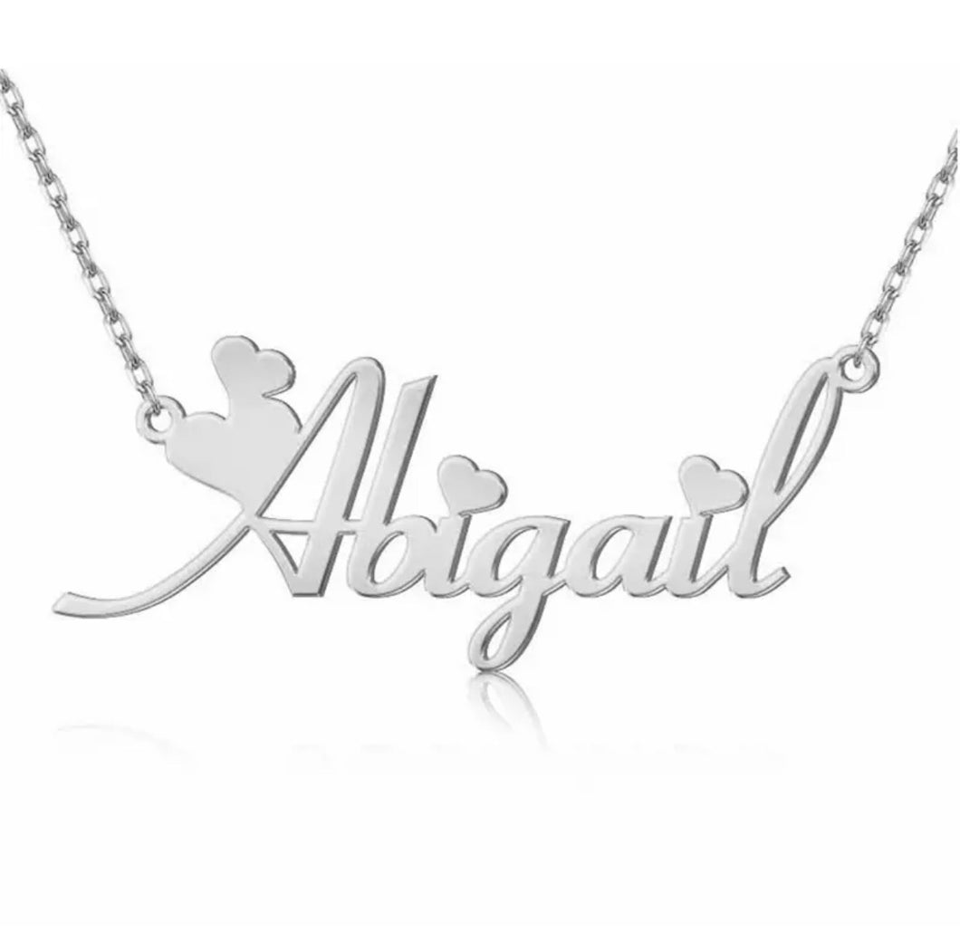 18K Gold Mini Hearts Name Necklace