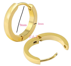 18K Gold Plated Stainless Steel Hoop Earrings 12mm