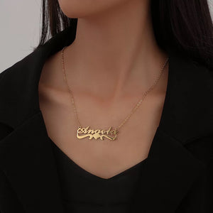 18K FAZ Bold Heart wave Name necklace