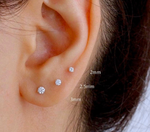 Ball Screw Back CZ Diamond Stud Earrings Cartilage Helix Tragus