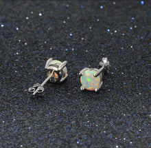 Charger l&#39;image dans la galerie, 18K Rose Gold Plated Round Opal Stud Earrings
