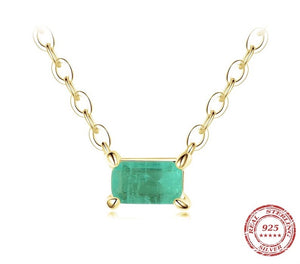18K Real Gold Vermeil Rectangular Charm Necklace