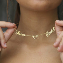 Load image into Gallery viewer, 18K Custom 2 Name Heart Necklace
