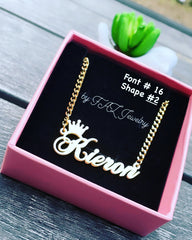 18K Custom Name+Crown Necklace
