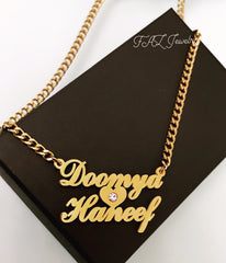 FAZ custom Couple 2 Name Heart Necklace
