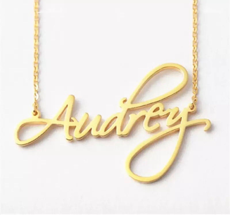 18K Script Style Name Necklace
