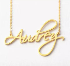 18K Script Style Necklace