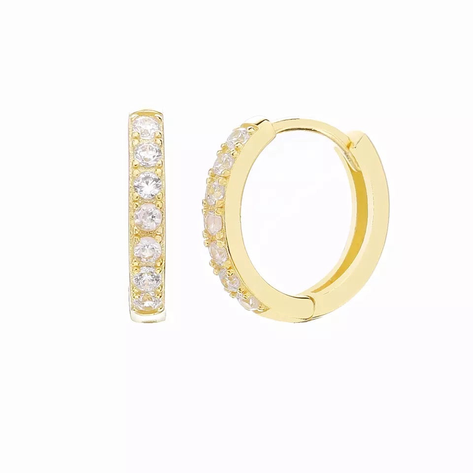 18K Gold Vermeil Faz Diamond mini Hoop Earrings