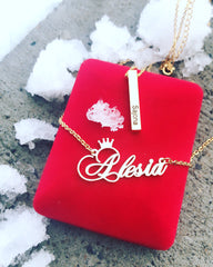 18K Custom Name+Crown Necklace