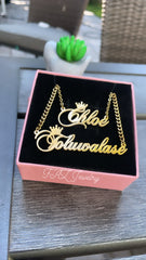 18K Custom Name+Crown Necklace